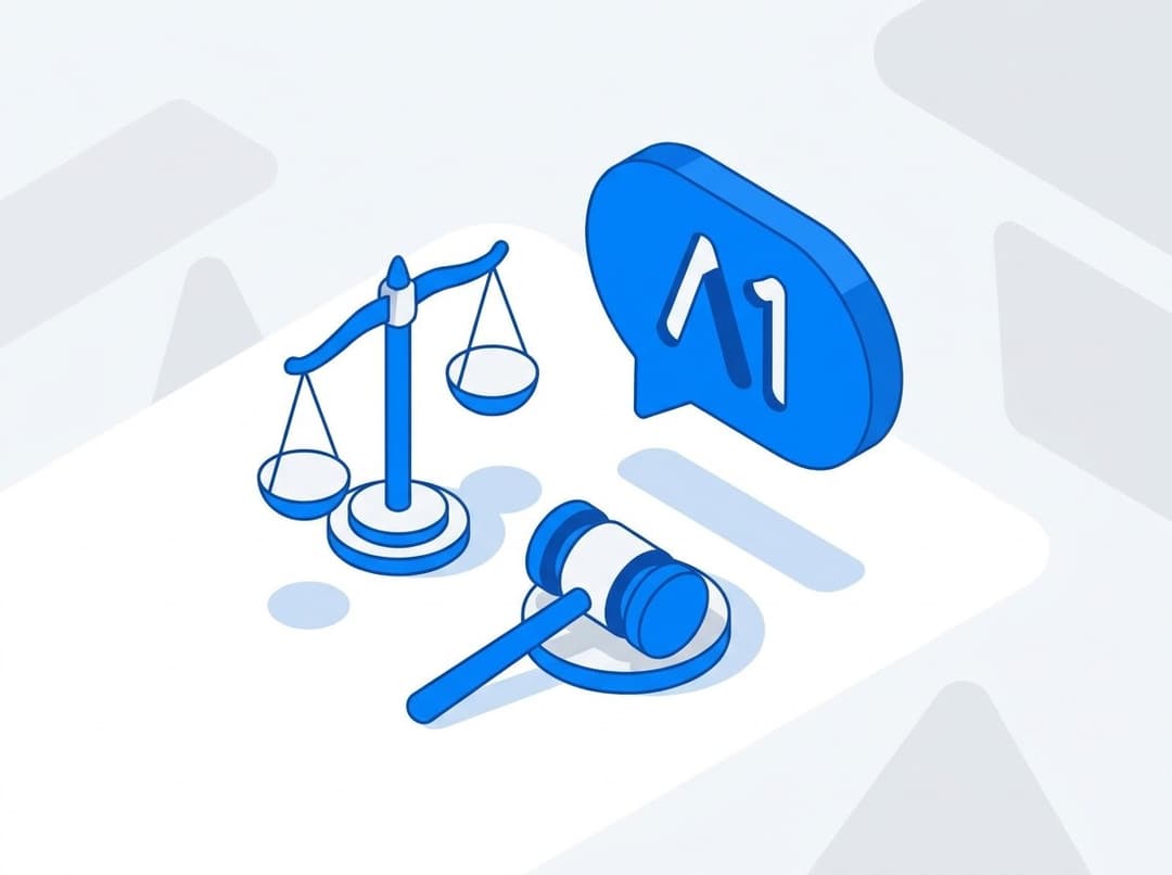 Scales of justice and gavel with AI chat-bubble ranking law firms