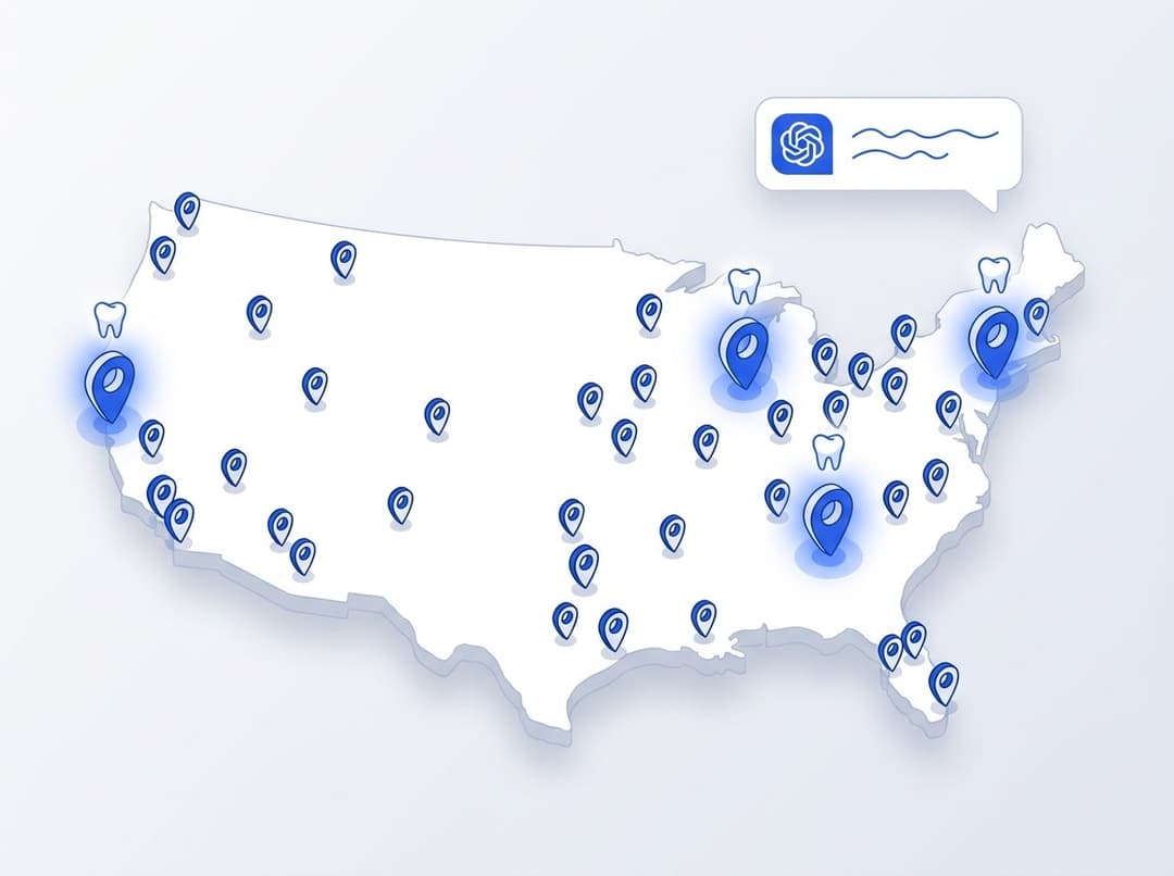 ChatGPT recommending dentists across 50 US cities