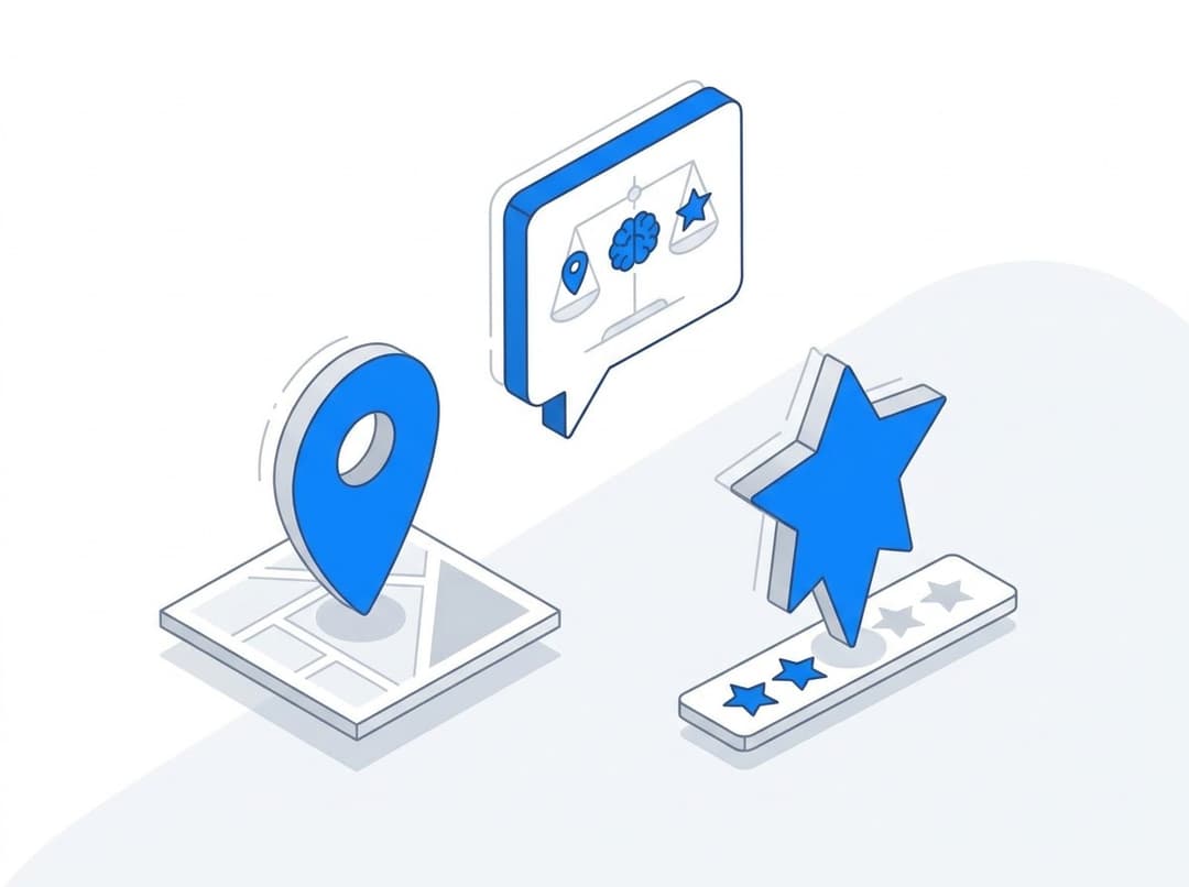 Location pin vs review star side by side with AI weighing both for citation