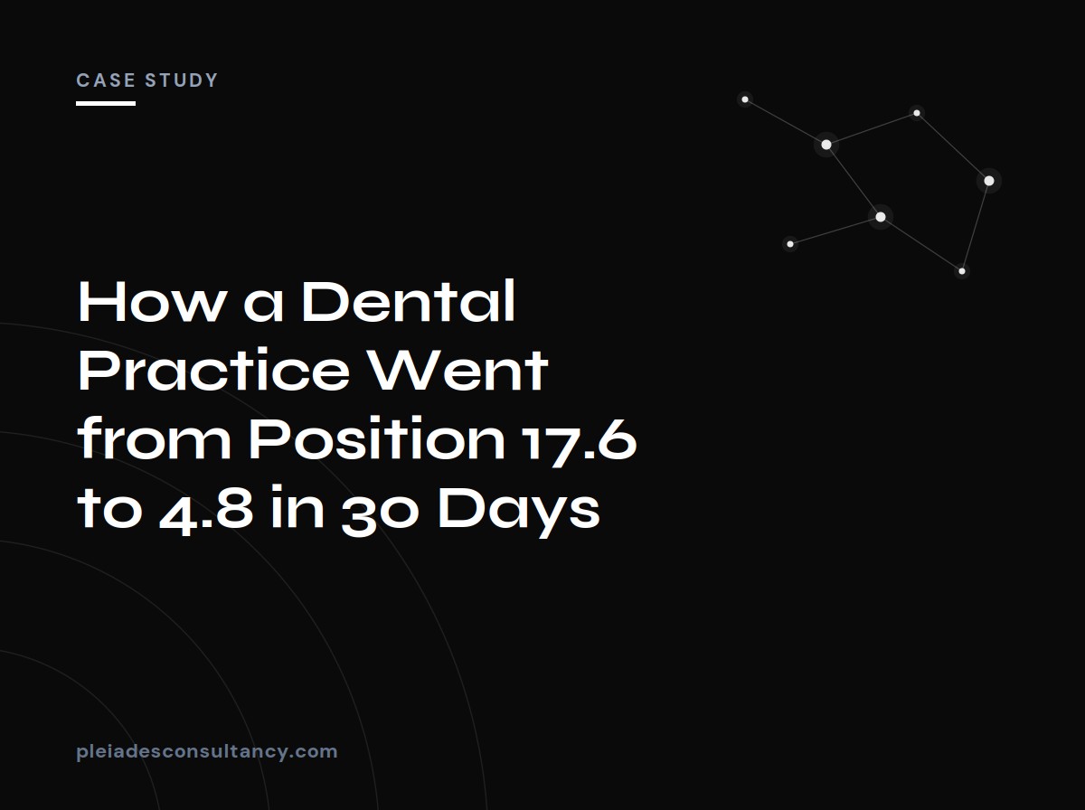 Dental practice case study showing AI search position improvement