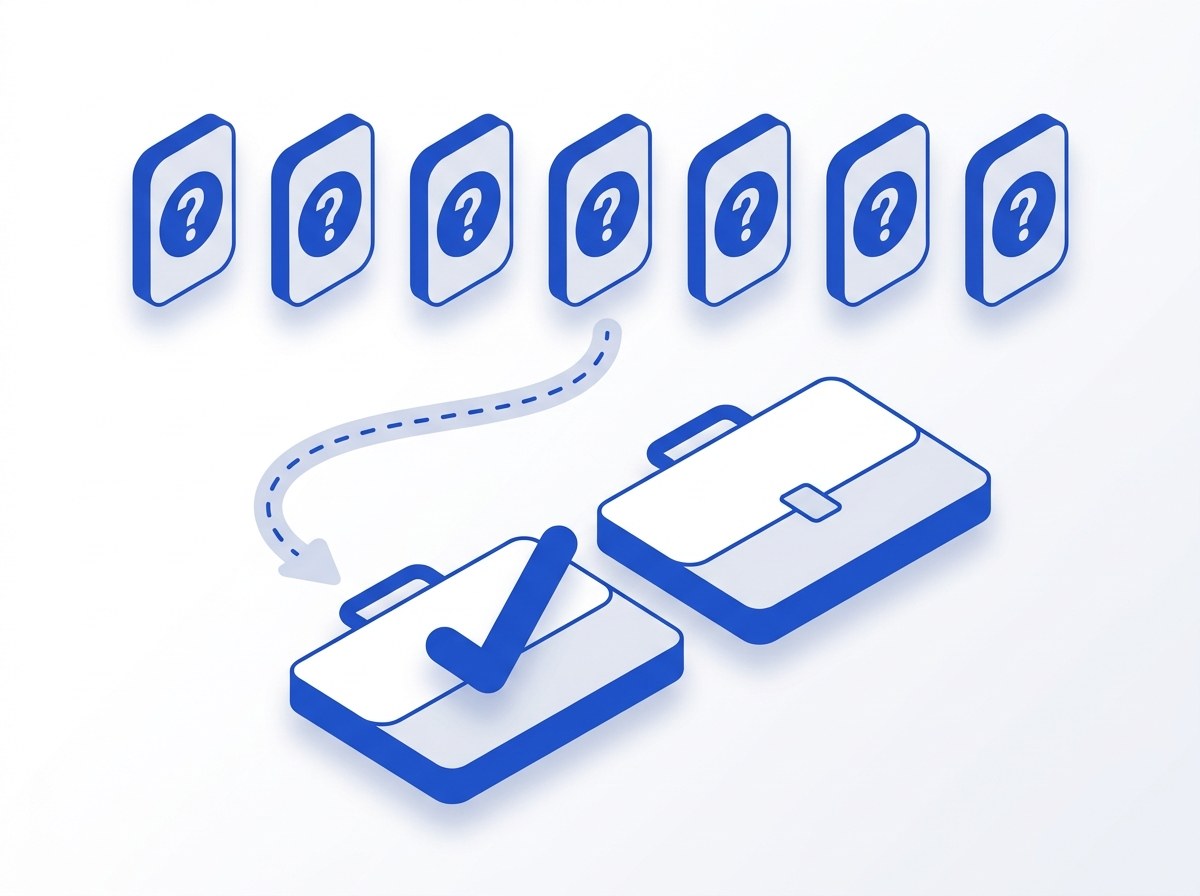 Illustration of seven questions for comparing AI search agencies